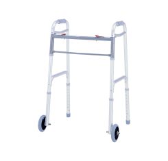 Merits Deluxe Folding Walker, Two Button with 5" wheels & glide tips